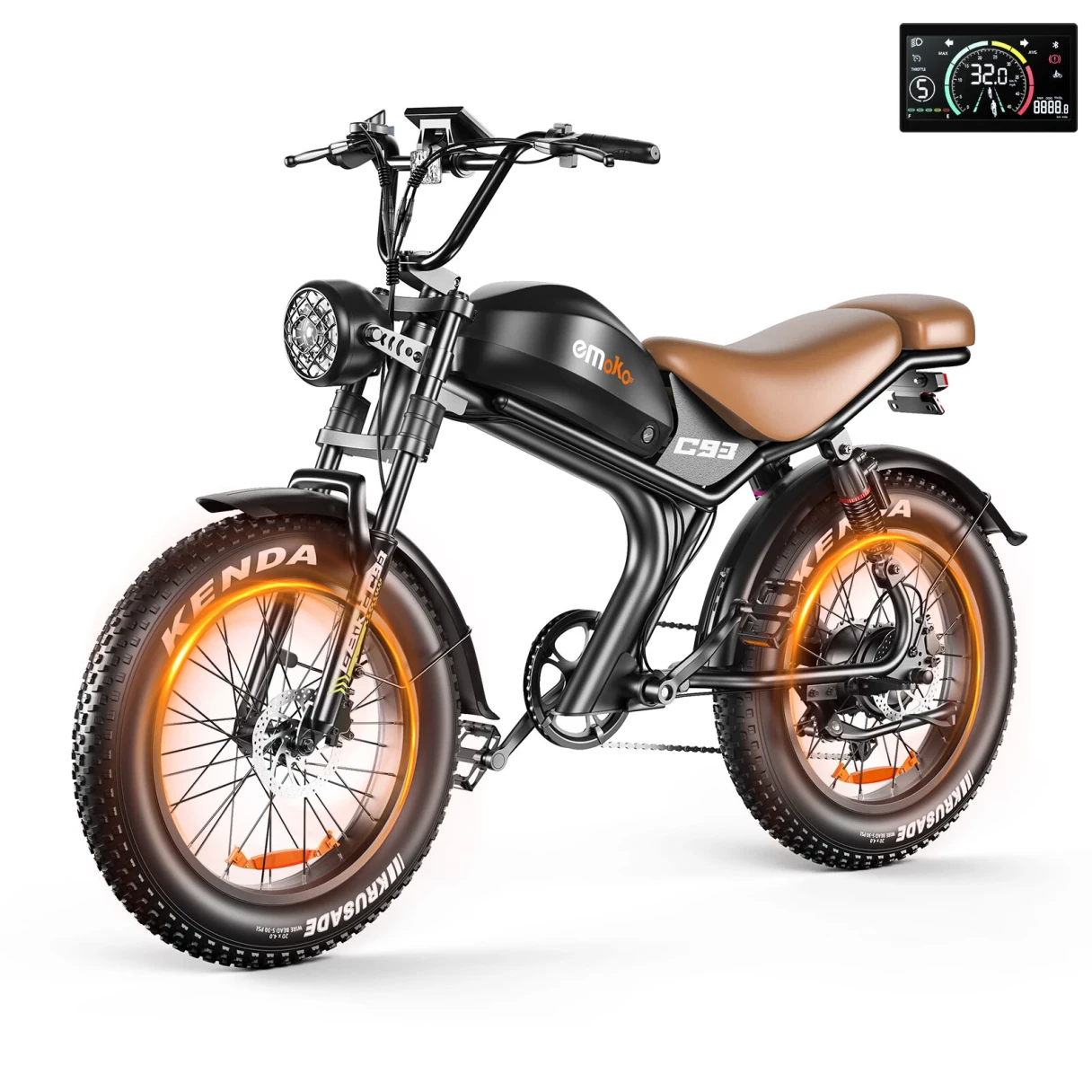 [EU DIRECT] Emoko C93 Electric Bike 48V 20AH Battery 1000W Motor Recommended Top Speed 25KM/H 20inch Tires 80-125KM Max Mileage 180KG Max Load Electric Bicycle