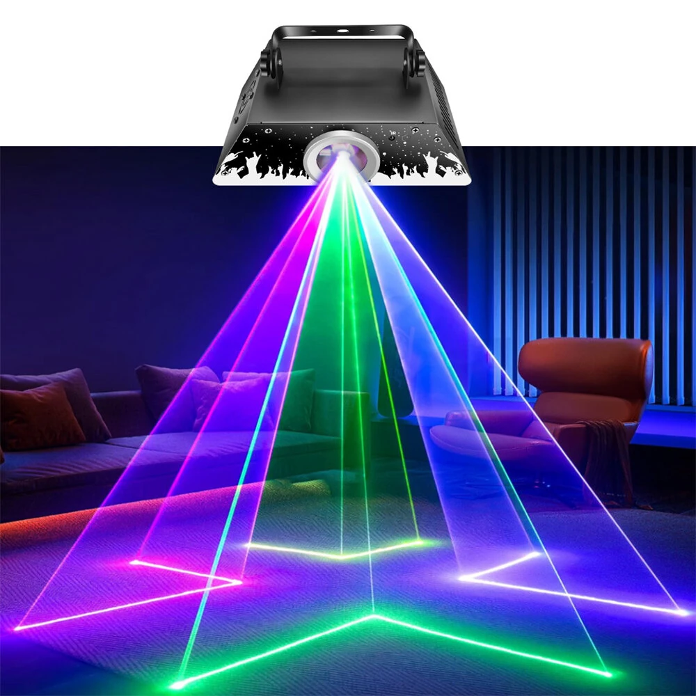 Elfeland RGB Animation Projector Light with Remote Control DMX512 Beam Effect 10m Range 9 Pre-set Patterns DJ Party Stage Disco Light