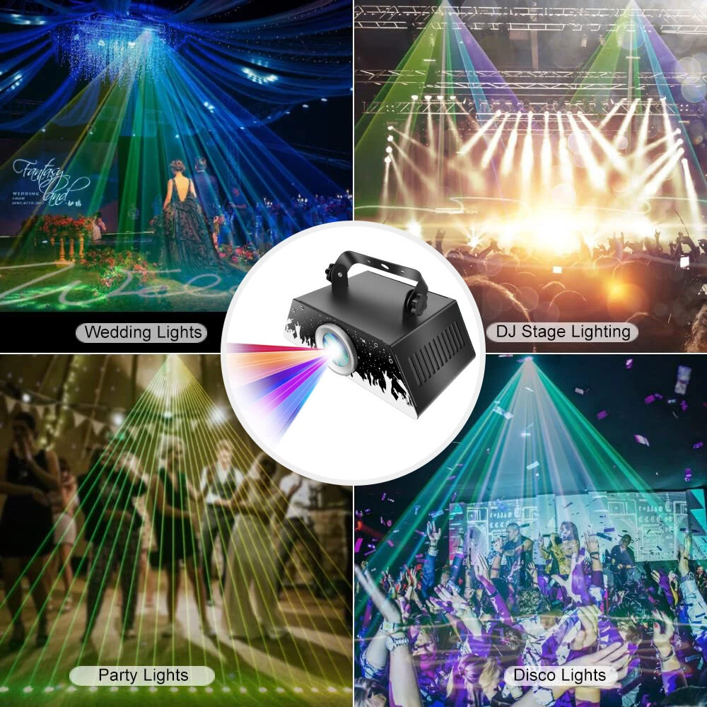 Elfeland RGB Animation Projector Light with Remote Control DMX512 Beam Effect 10m Range 9 Pre-set Patterns DJ Party Stage Disco Light