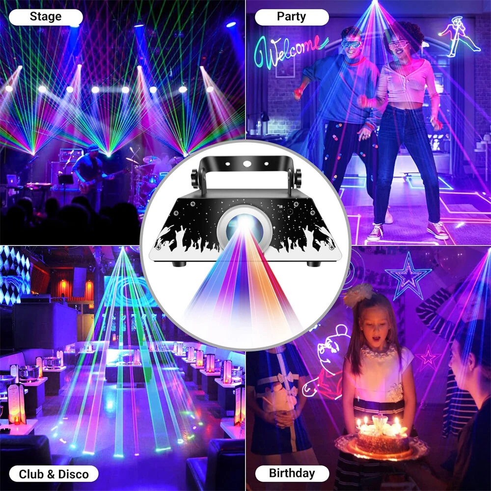 Elfeland RGB Animation Projector Light with Remote Control DMX512 Beam Effect 10m Range 9 Pre-set Patterns DJ Party Stage Disco Light
