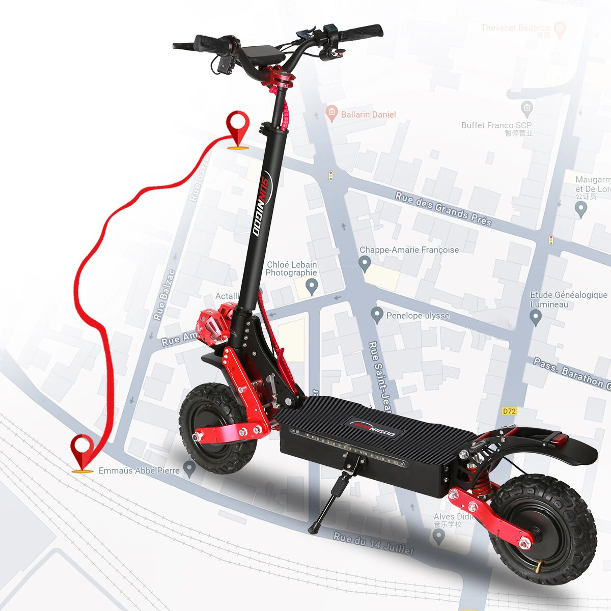 [EU DIRECT] SUNNIGOO X7 Pro Electric Scooter 48V 21Ah Battery 1800W*2 Dual Motors Recommended Top Speed 25KM/H 10inch Air Tires 56-64KM Max Mileage 150KG Max Load E-Scooter