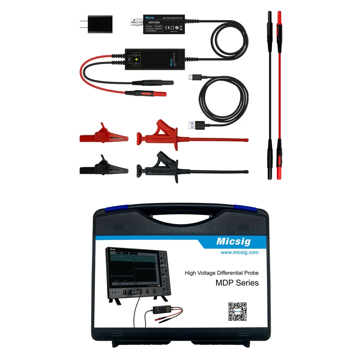 Micsig  DP700 DP1500 DP3000 High-Voltage Differential Probe 100MHz 3000V BNC Type-C Ultra-Low Noise Top Rated Diagnostic Tool