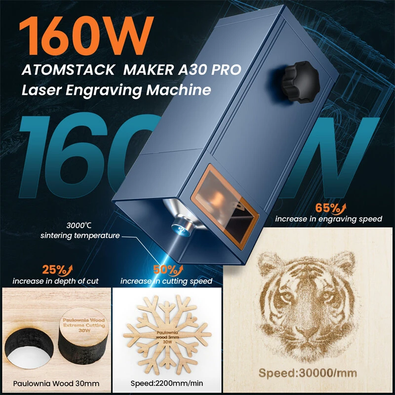 [EU Direct]ATOMSTACK Maker A30 PRO 160W Laser Engraver Real 33W Laser Power 6-core Laser Engraving and Cutting Machine