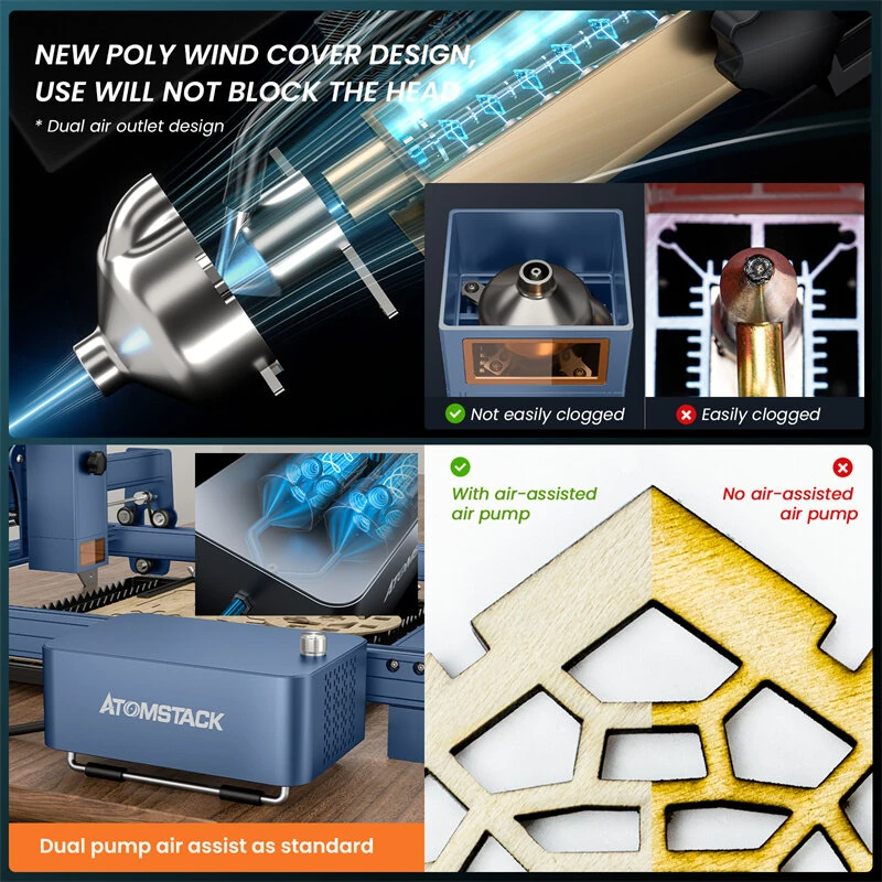 [EU Direct]ATOMSTACK Maker A30 PRO 160W Laser Engraver Real 33W Laser Power 6-core Laser Engraving and Cutting Machine