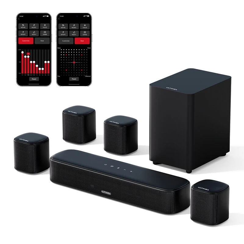 Ultimea Aura A40 330W 7.1CH Soundbar bluetooth Soundbar 8 High-Performance Speakers BassMX SurroundX Technology 121 Preset EQ Matrices 6 Adjustable Surround Levels Wired Soundbar Desktop Speaker Subwoofer Surround System