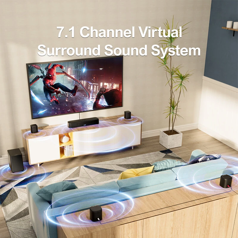 Ultimea Aura A40 330W 7.1CH Soundbar bluetooth Soundbar 8 High-Performance Speakers BassMX SurroundX Technology 121 Preset EQ Matrices 6 Adjustable Surround Levels Wired Soundbar Desktop Speaker Subwoofer Surround System