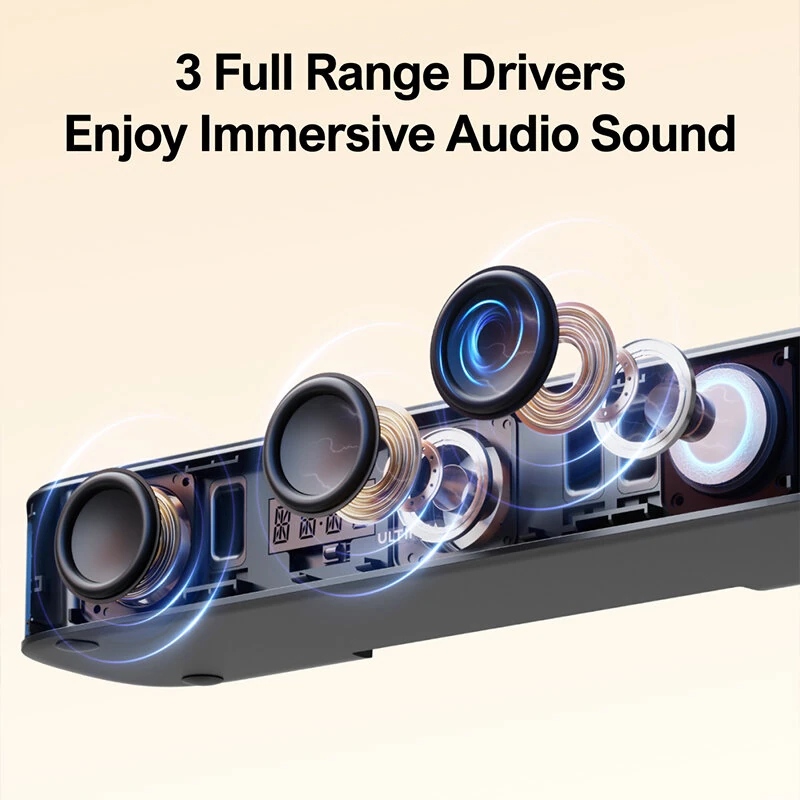 Ultimea Aura A40 330W 7.1CH Soundbar bluetooth Soundbar 8 High-Performance Speakers BassMX SurroundX Technology 121 Preset EQ Matrices 6 Adjustable Surround Levels Wired Soundbar Desktop Speaker Subwoofer Surround System