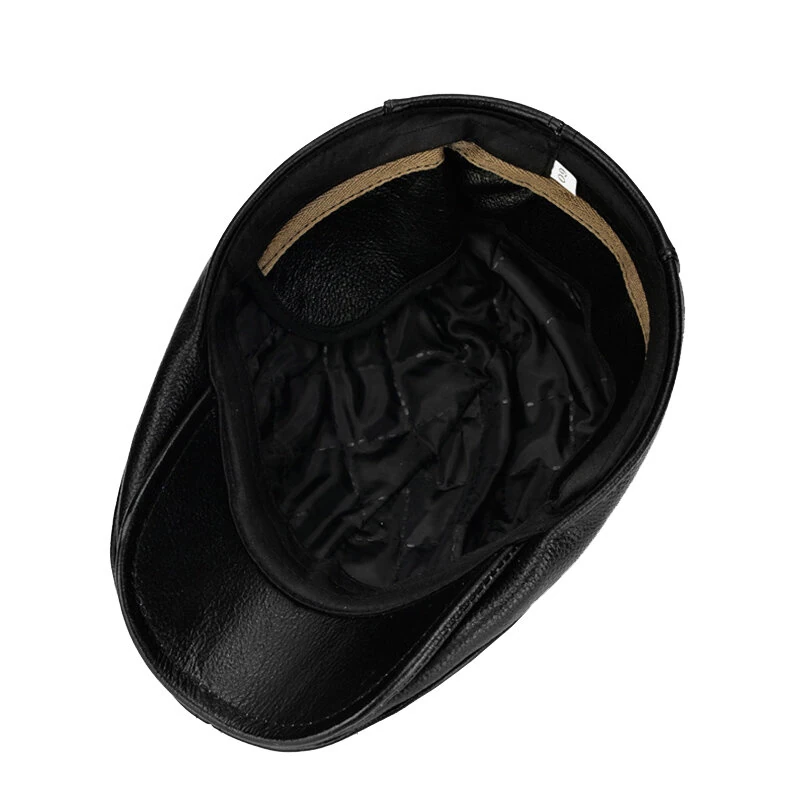 Collrown Men's Outdoor Genuine Leather Berets Forward Cap for Autumn Winter Casual Flat Peaked Hat
