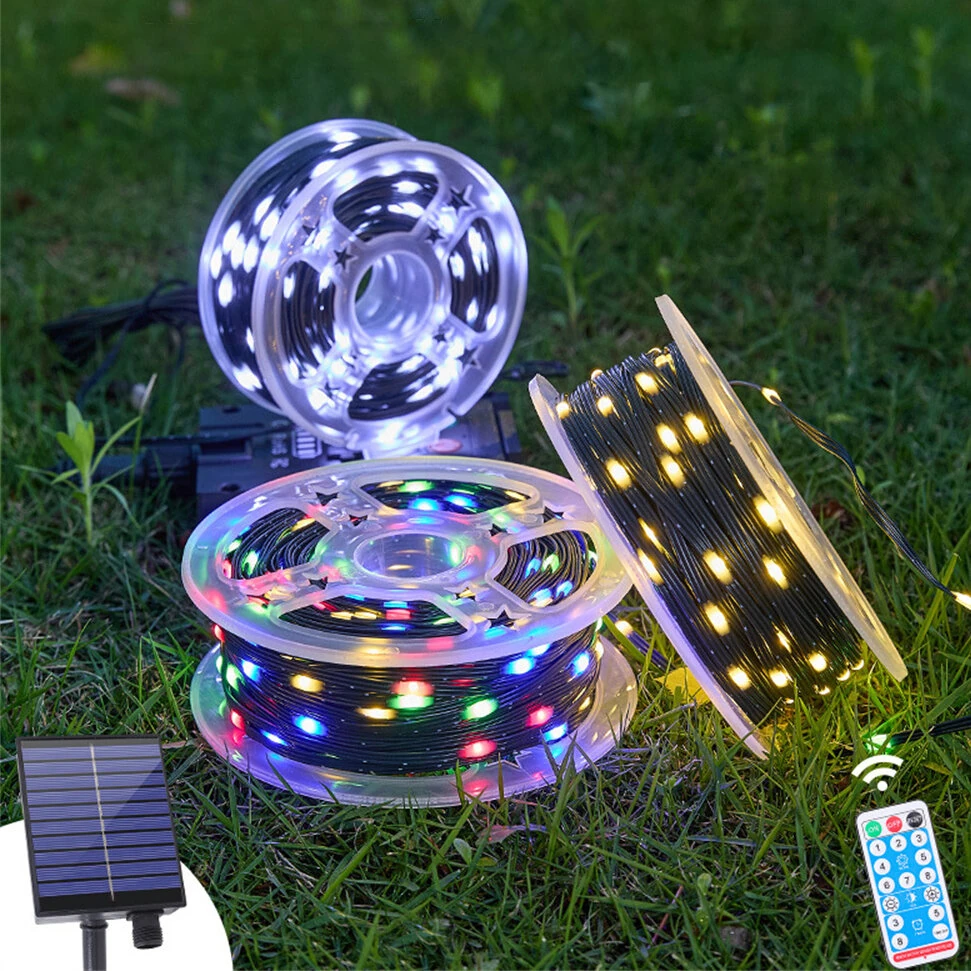 IPRee 32M LED Solar String Lights Fairy Green Wire Outdoor Christmas Light Tree Garland Waterproof  for New Year,Garden,Street Home Party Wedding Decorion Light