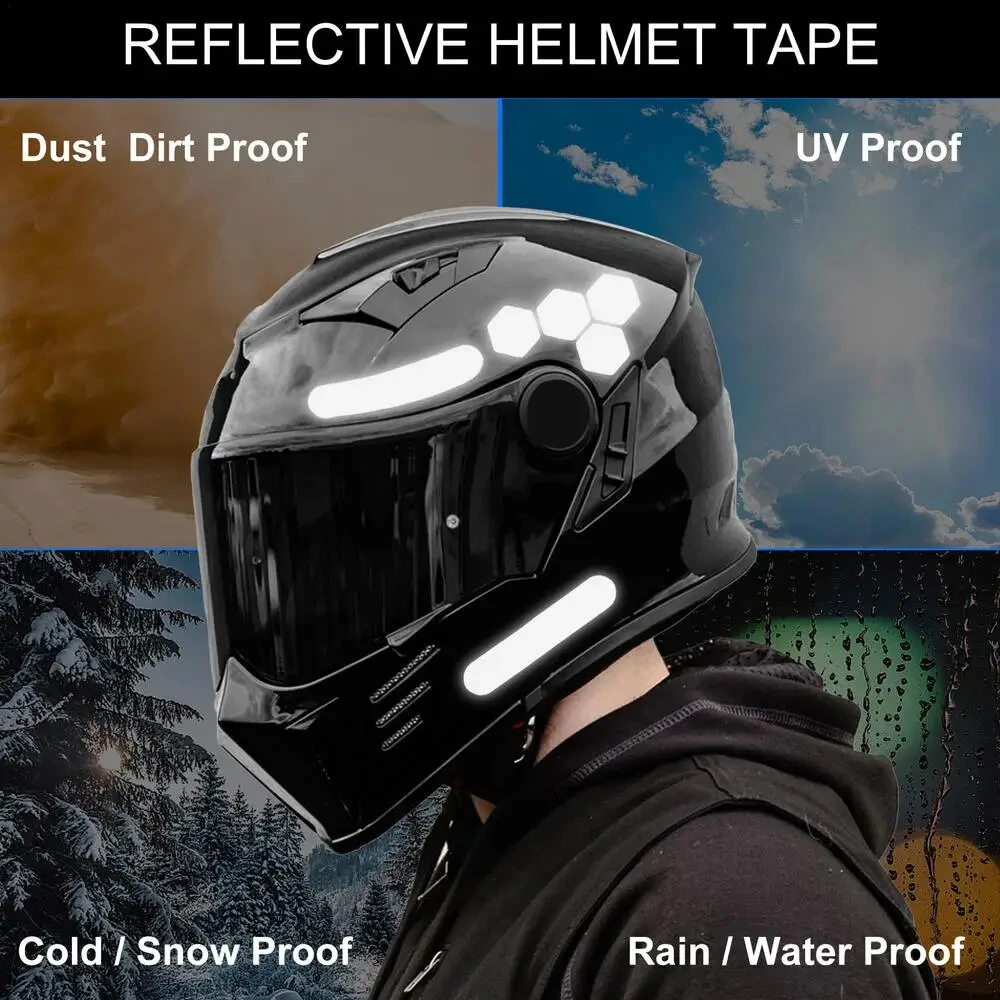 1 Set Reflective Stickers Invisible Helmet Stickers Helmet Reflective Tape Waterproof Suitable For Bicycle Motorcycle Helmets