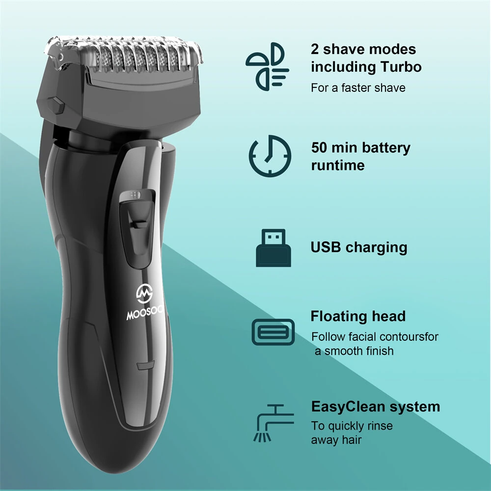 [EU Direct] MOOSOO RS726 Rechargeable Electric Foil Shaver Beard Trimmer Electric Razor For Men Shaving Machine Facial Trimer