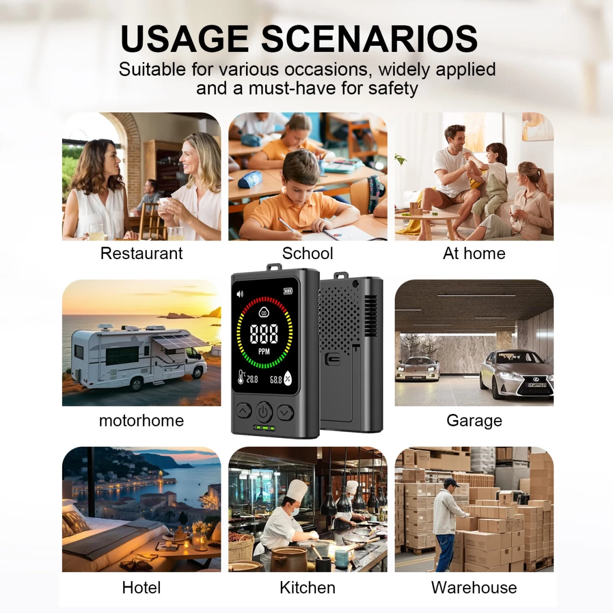 Carbon Monoxide Concentration monoxide alarm Portable CO Monitor 0-999ppm LED Display Type-C Charging Compact Environmental Safety