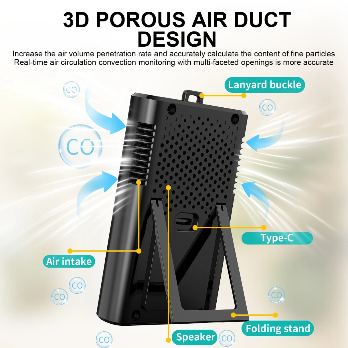 Carbon Monoxide Concentration monoxide alarm Portable CO Monitor 0-999ppm LED Display Type-C Charging Compact Environmental Safety