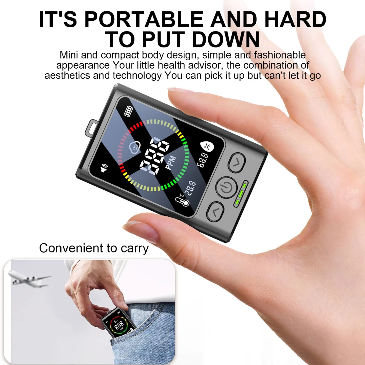 Carbon Monoxide Concentration monoxide alarm Portable CO Monitor 0-999ppm LED Display Type-C Charging Compact Environmental Safety