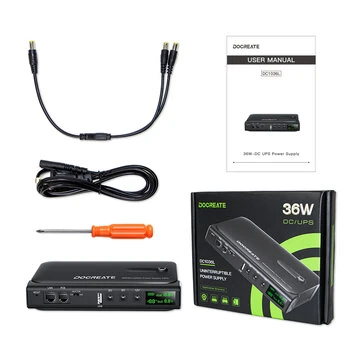 DC1036L DC UPS Uninterruptible Power Supply 36W Lithium Battery LED Display Multiple Voltage Output Instant Power Switching PoE Device Backup Power Supply Emergency Power Generator