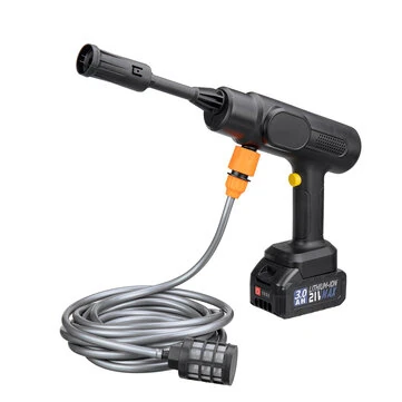 Portable Cordless High Pressure 21V Car Wash Water Gun with 2pcs 3.0Ah Lithium Battery Powerful Washer Cleaning Tool