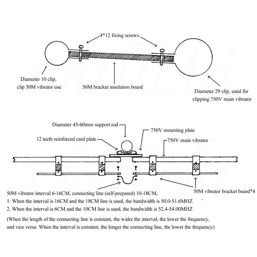 750V Shortwave V Antenna High Efficiency Low Noise 5 Bands 7M-14M-21M-28M/29M-50M 2000W PEP 1.5 VSWR for Ham Radio