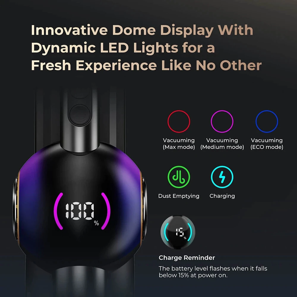 [EU Direct] JIGOO V700 Cordless Vacuum Cleaner with 2.5 L Suction Station, Automatic Dust Emptying, 33KPa Suction Power, V-shaped Brush, Dual LED Illumination, Up to 55 Minutes Runtime, Ideal for Hard Floor, Carpet, Pet