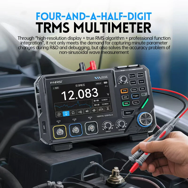 FNIRSI 2D15P Oscilloscope 2CH 100Mhz 500MSa/s Sampling Rate Bandwidth Signal Generator Multimeter High Accuracy Wide Measurement Range