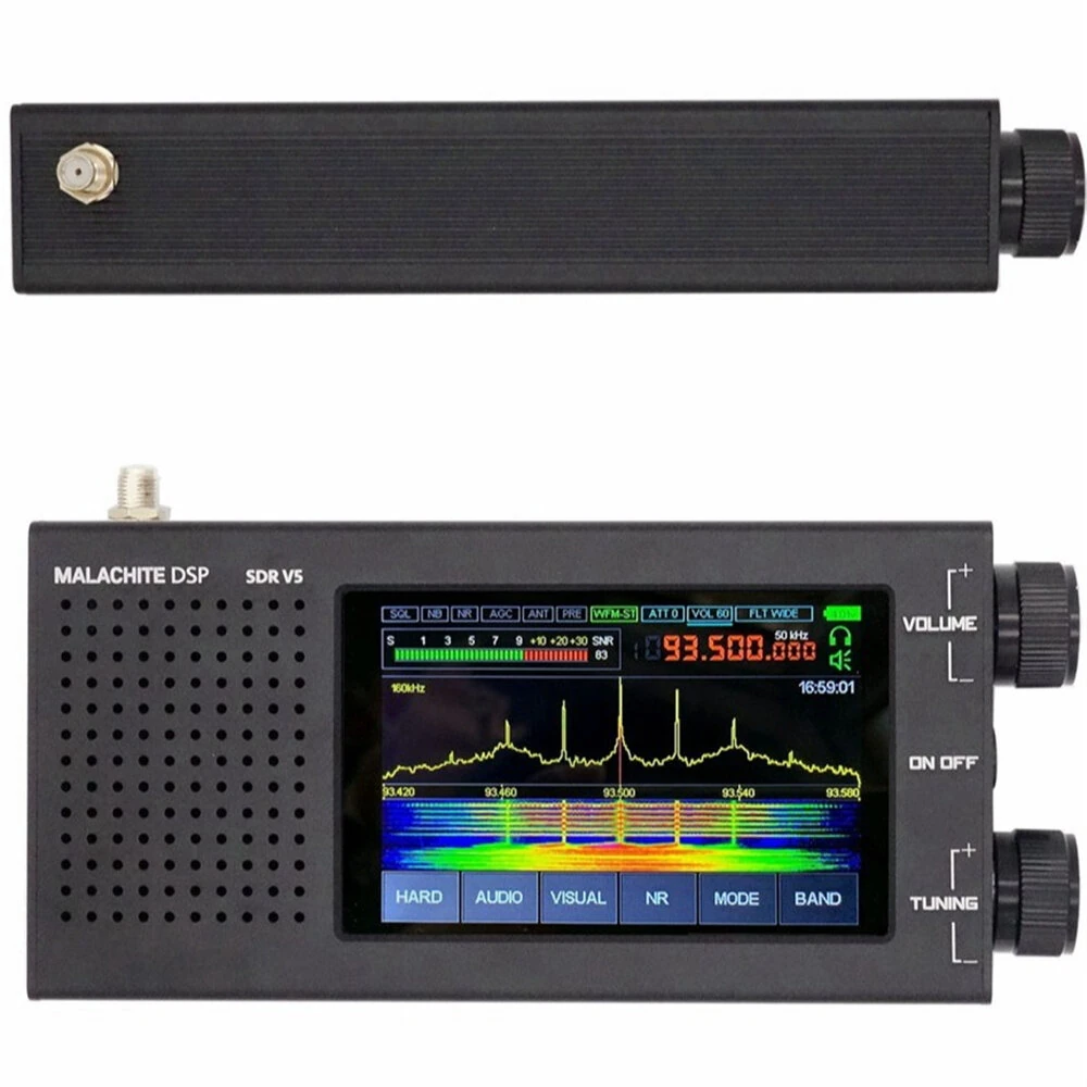 Malachite V5 DSP SDR Receiver 10kHz-2GHz Frequency Range CNC Aluminum Housing 5000mAh Lithium Battery USB-C Charging LCD Touchscreen Radio