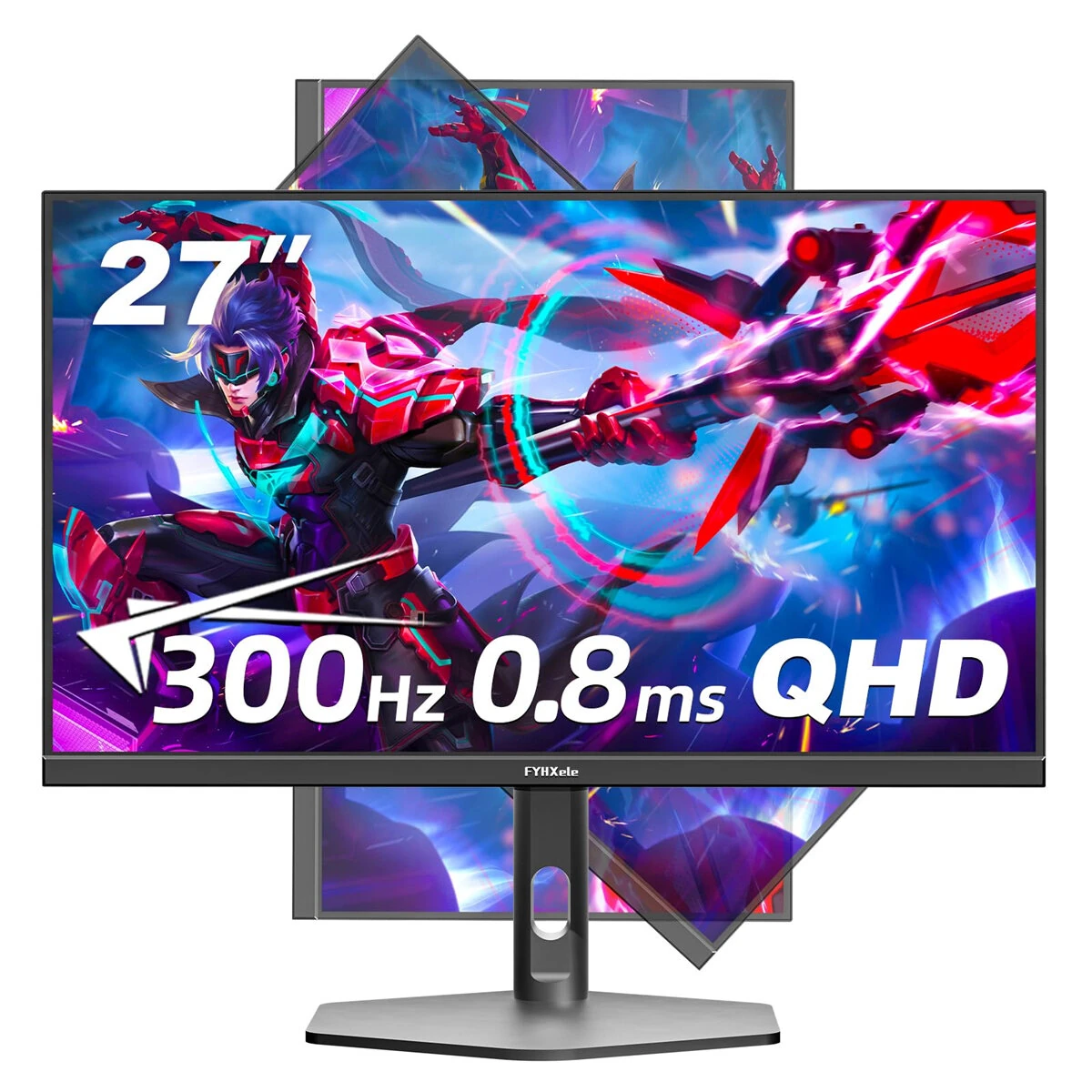 FYHXele FY27QHR 27 Inch 2K 300Hz Gaming Monitor Matte 0.8ms IPS RGB 16:9 VESA 100*100mm Adjustable Speaker Integrated FreeSync Premium DP1.4 HDMI2.0 Computer Monitors