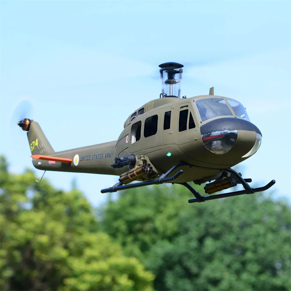 ROBAN 470 Class UH-1D 2.4G 10CH GPS Stabilized Scale Flybarless RC Helicopter RTF With X2 Flight Controller