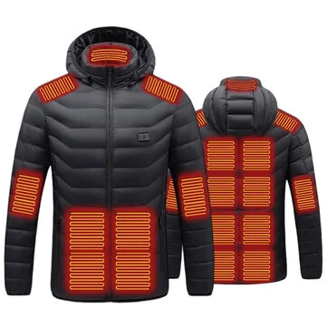 TENGOO HJ-15 Uniex Heated Jacket - 15 Heating Zones, USB Charging, Smart Thermal Warm Jacket, Motorcycle Heated Hooded Coat Outdoor Sportswear