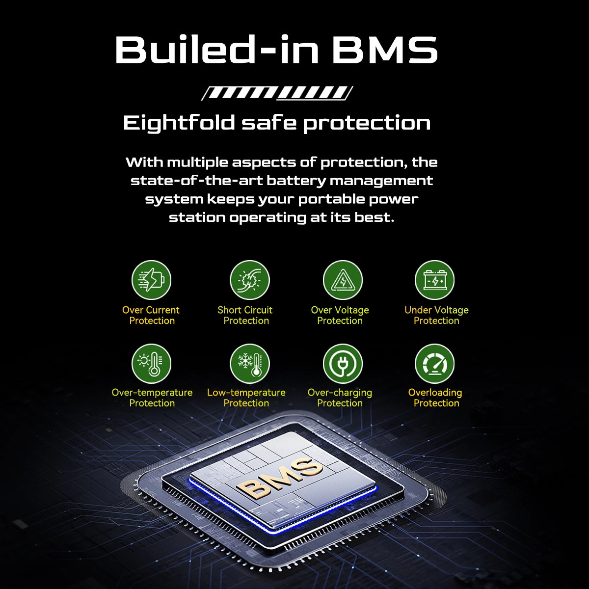 Blackview OSCAL PowerMax 700 666Wh Portable Power Station with 12 Charging Outlets Large LCD Display Built-in BMS LED Flashlight Wireless Charging Emergency Power Backup for Camping House Trolling