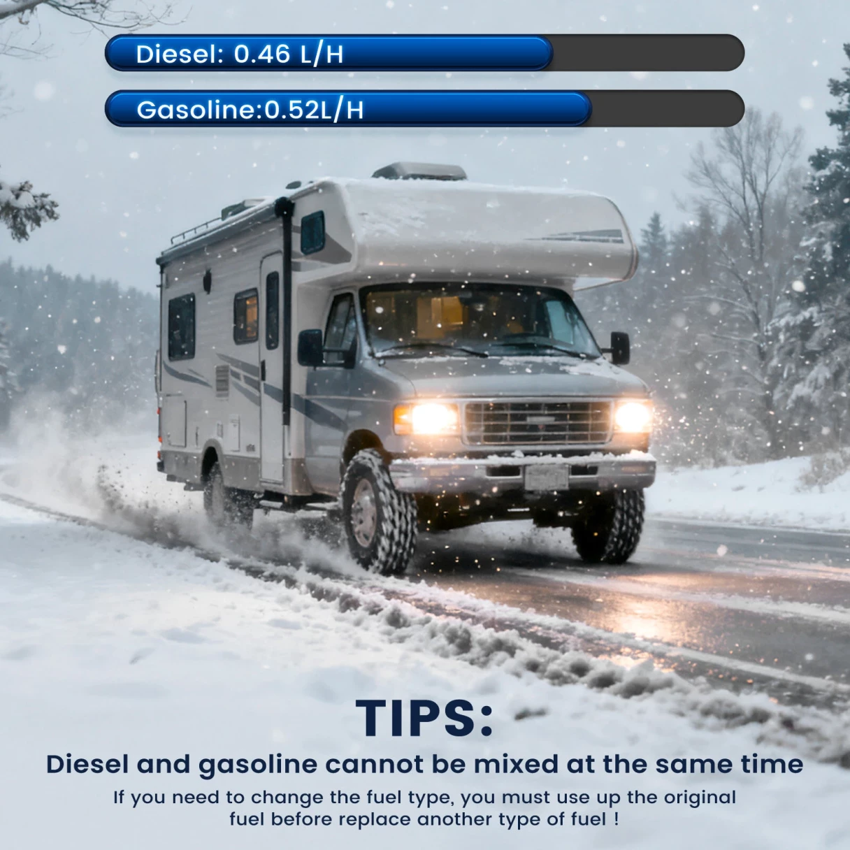 HCALORY WH-A 12V 6KW Water Plumbing Heater Remote Control LCD Monitor Gasoline Diesel Air Car Heater Universal for Truck SUV Bus RV Boats