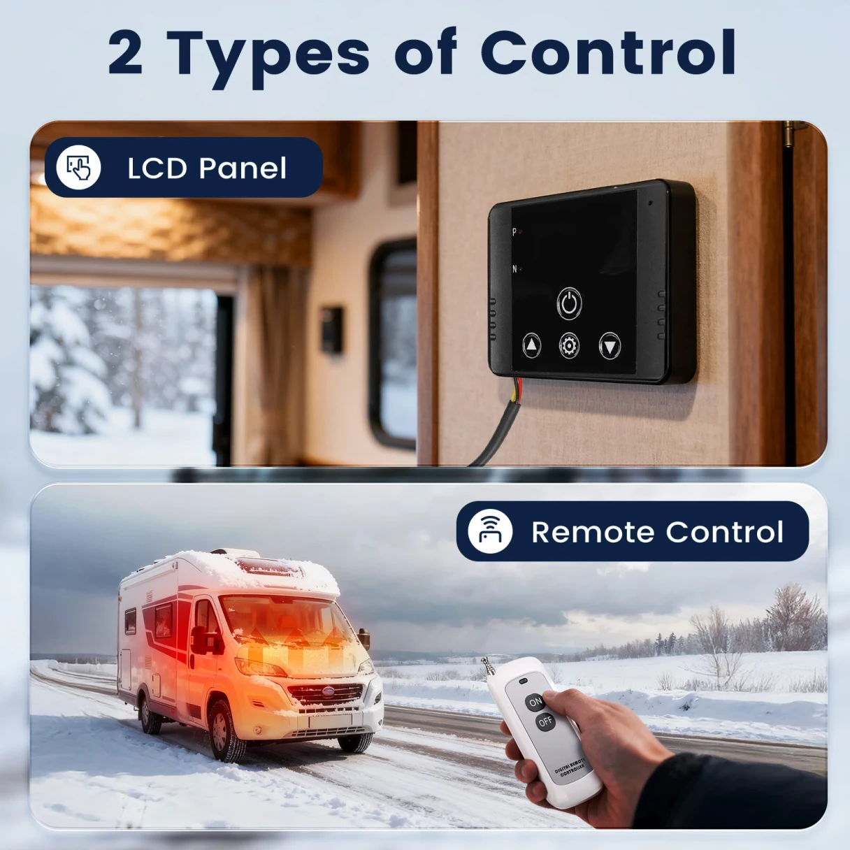 HCALORY WH-A 12V 6KW Water Plumbing Heater Remote Control LCD Monitor Gasoline Diesel Air Car Heater Universal for Truck SUV Bus RV Boats