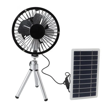 Solar Power Fan Exhaust with Monocrystalline Photovoltaic Panel Compact Portable Waterproof 15W Power Output USB-C USB-A DC Output Interfaces Ideal for Camping and Outdoor Activities