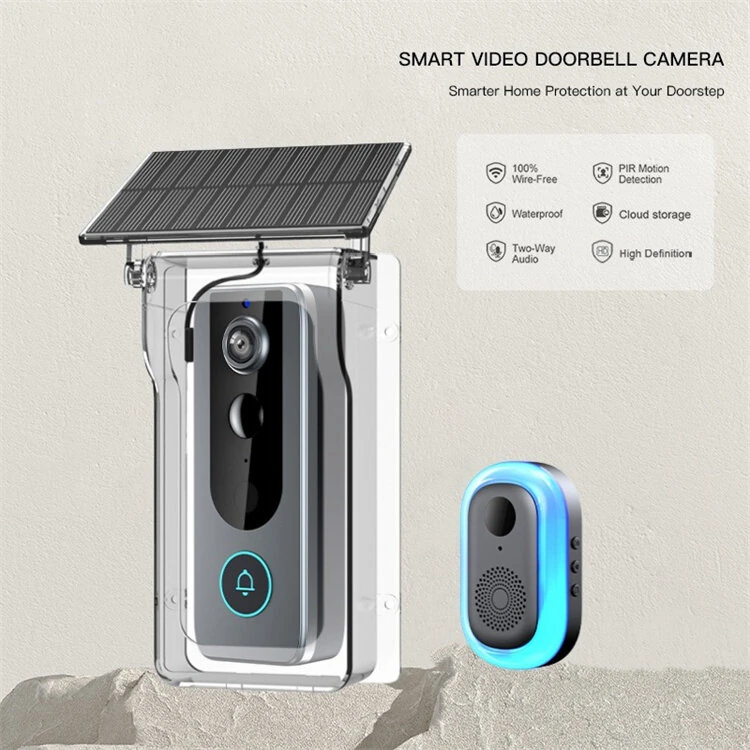 M20 Tuya Smart Doorbell Camera with Solar Panel Cover 1080P Video Intercom Motion Detect Night Vision IP65 Waterproof Wireless Outdoors Smart Visual Doorbell