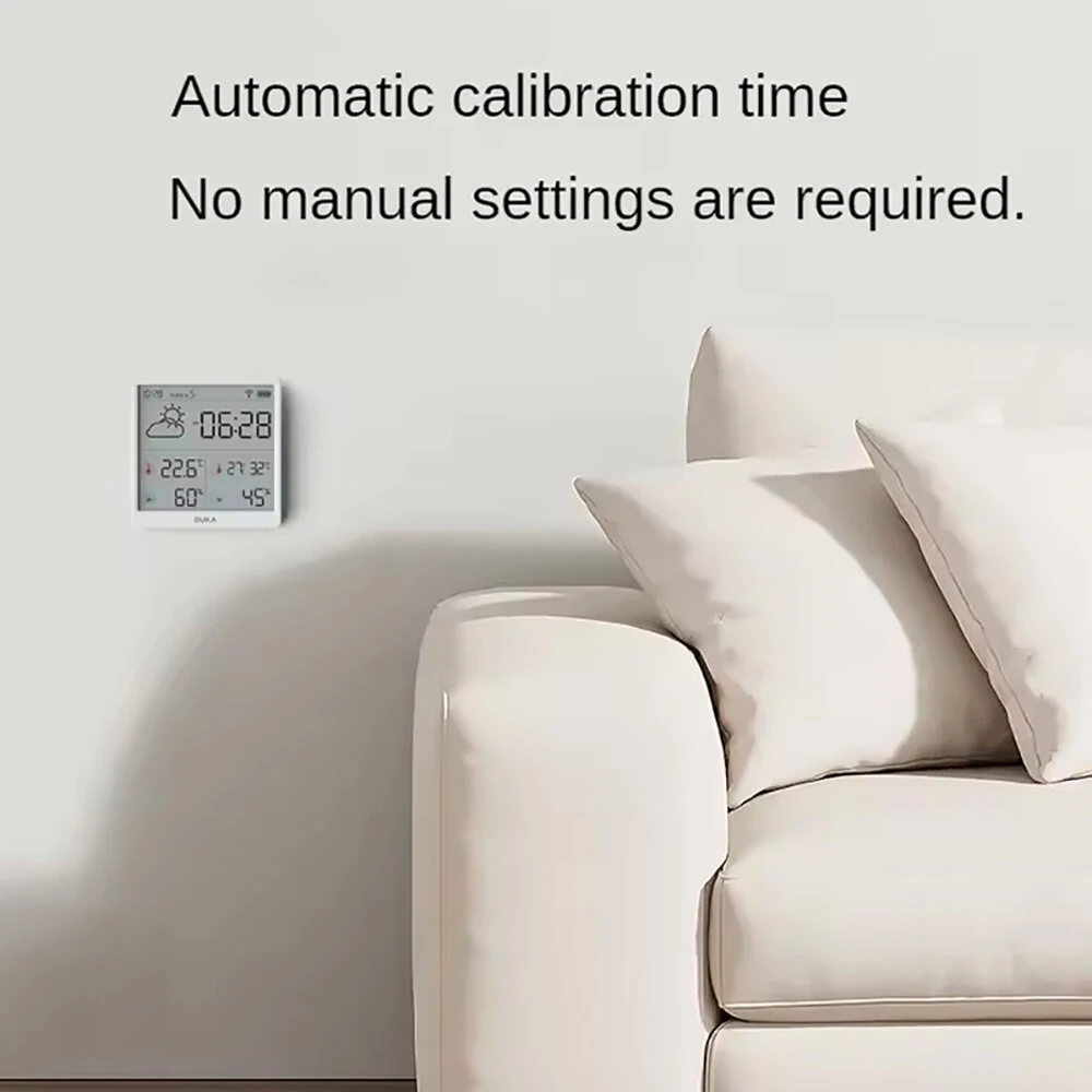 DUKA LCD Wireless Smart Home WIFI Temperature and Humidity Weather Sensor Rechargeable Indoor Clock Hygrometer Mini Digital Thermometer