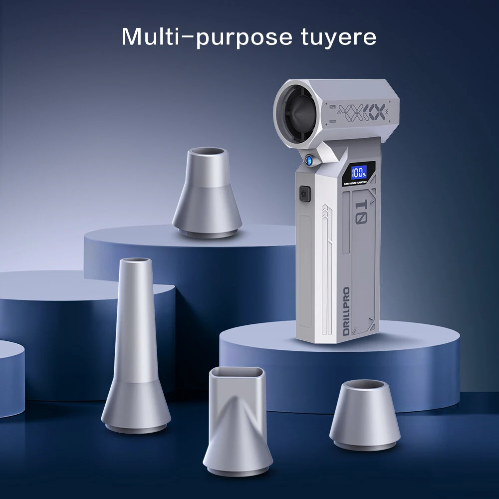 Drillpro Z1 120000RPM High Speed 29mm Brushless Motor Turbo Fan with Various Nozzles Rechargeable 5200mAh Battery Compact Design Multi-Gear Adjustable Powerful Wind Tool