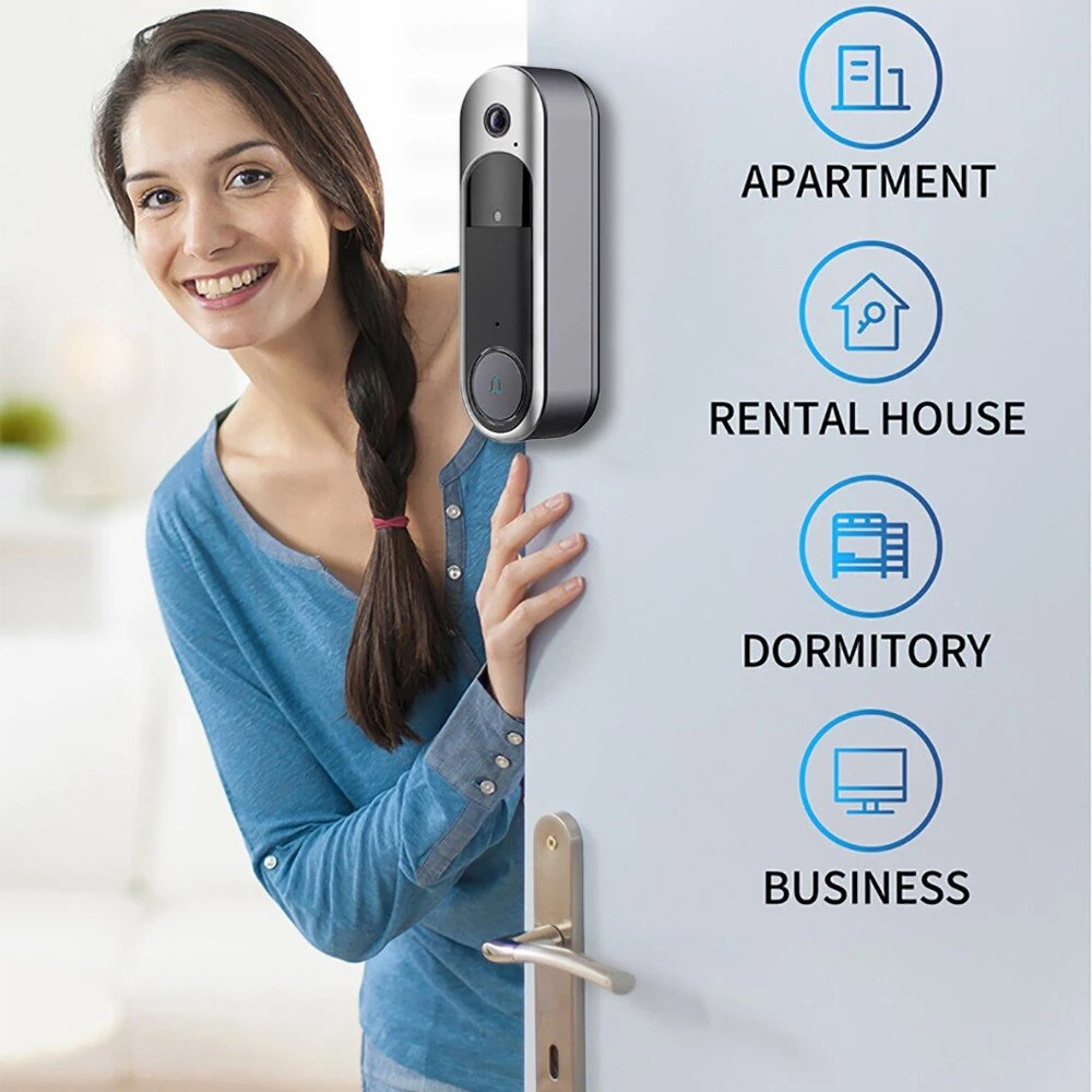 M65 WiFi Smart Video Doorbell HD AI Human Detect Two Way Audio Full Color Night Vision Wireless Outdoors Security Visual Doorbell