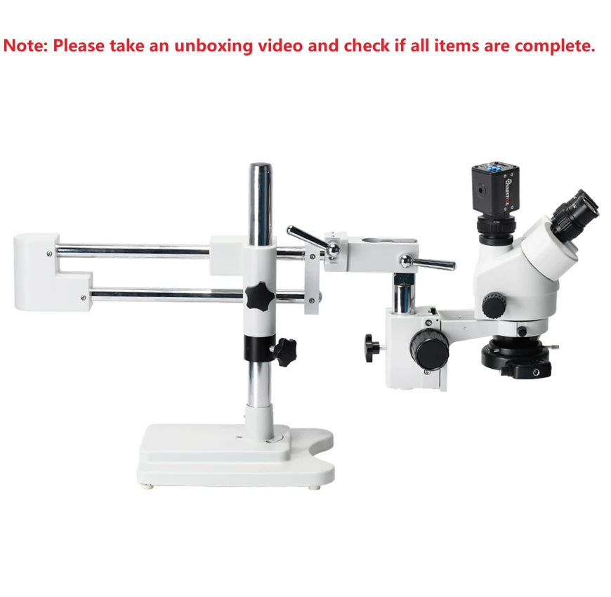MUSTOOL 3.5X 90X  Simul-Focal Double Boom Stand Trinocular Stereo Zoom Stereo Microscope 24MP 4K HDMI Camera 56 LED Light Microscopie