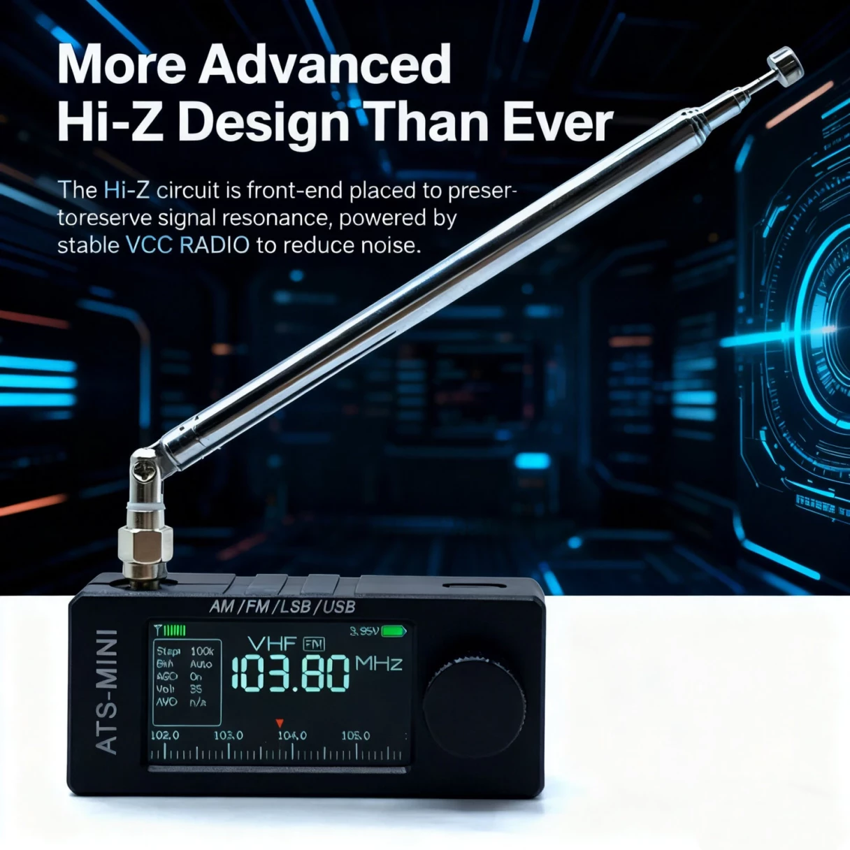 AMNVOLT V3S Upgraded Version V4 ATS Mini SI4732 Radio All Band Receiver CNC Metal DSP AM FM SSB LSB USB Hi-Z Circuit