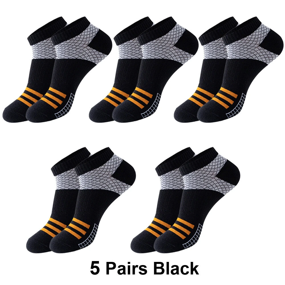 5 Pairs Low Cut Men Socks Breathable Sports Socks Cotton Blend Mens Ankle Socks Anti Odor & Sweat Absorption Short Socks, For Spring Summer Autumn