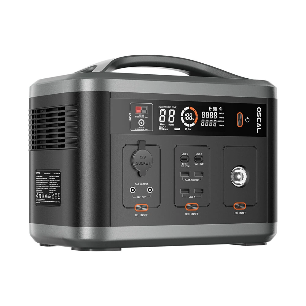 [EU Direct] Blackview OSCAL PowerMax 666Wh 700W Portable Power Station Solar Built-in BMS LED Flashlight Wireless Charging Generator Emergency Power UPS 800+ Cycles LiFePO4 Battery for Home Camping RV