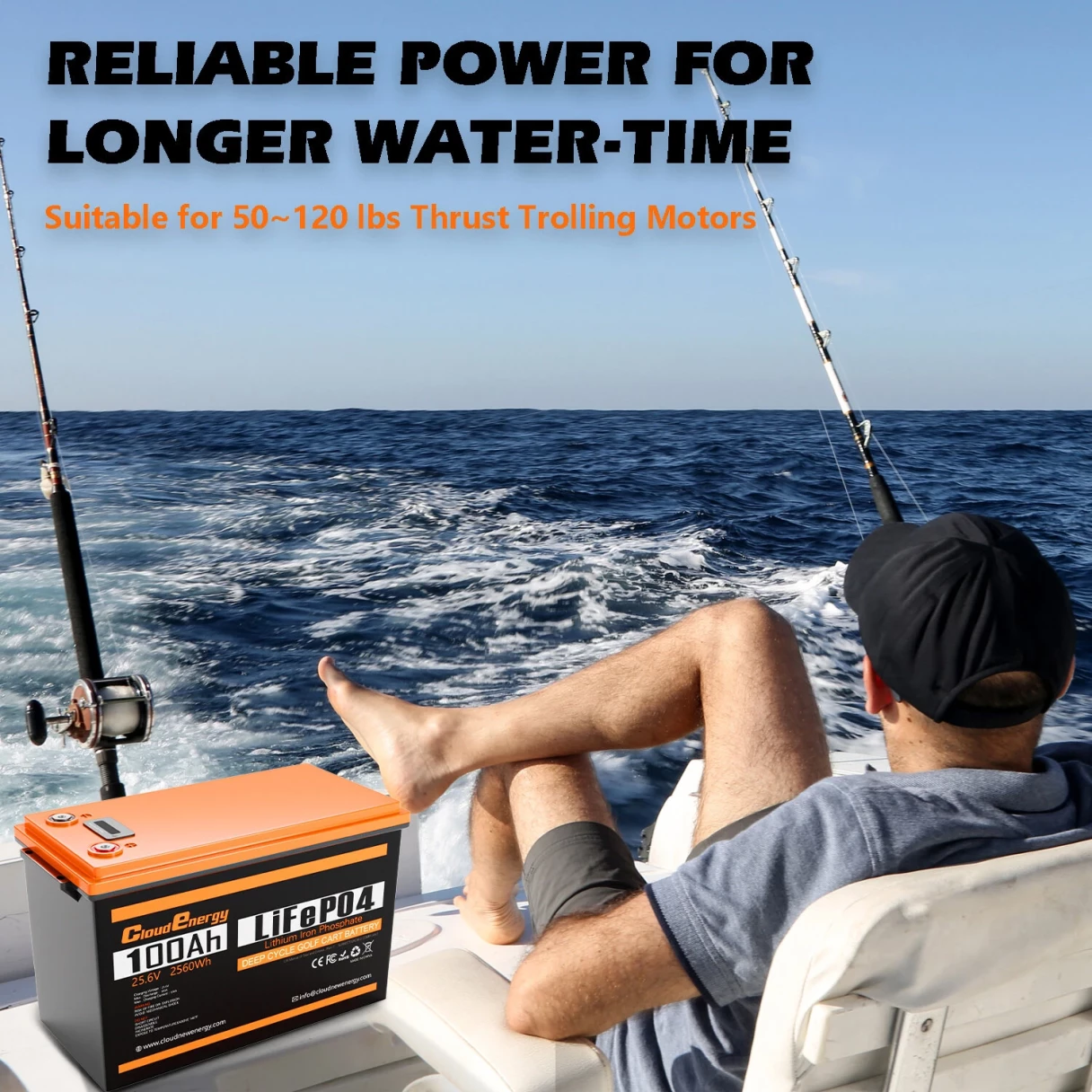 [EU Direct] Cloudenergy 24V 100Ah LiFePO4 Battery Pack 2560Wh Energy 6000+ Deep Cycles Backup Power Built-in 100A BMS Support in Series/Parallel, Perfect for Replacing Most of Backup Power, RV, Boats, Solar, Trolling motor, Off-Grid