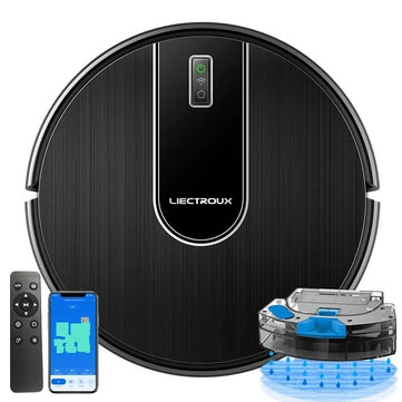[EU Direct]LIECTROUX N7S-U Robot Vacuum Cleaner and Wet Mop Combo,Smart Mapping,WiFi App And Remote Control,4000Pa Suction,Brushless Motor,Works With Alexa and Google Assistant,Ideal for Pet