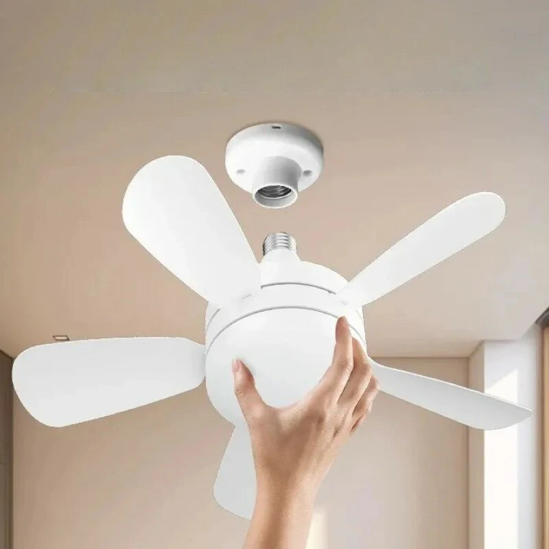 Elfeland 18 Inch E27 Screw Head Fan Light Remote Control Three Color Dimming Detachable Fan Leaf Household Silent Small Fan Light