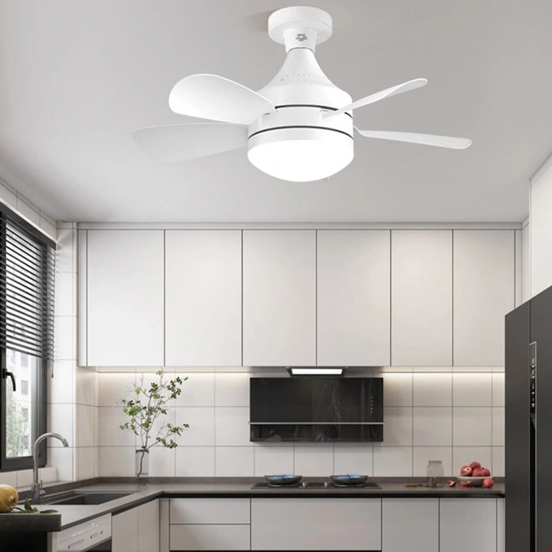 Elfeland 18 Inch E27 Screw Head Fan Light Remote Control Three Color Dimming Detachable Fan Leaf Household Silent Small Fan Light