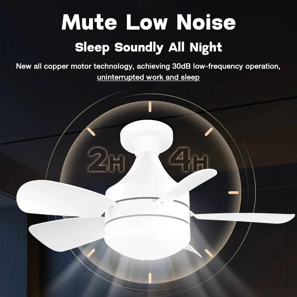 Elfeland 18 Inch E27 Screw Head Fan Light Remote Control Three Color Dimming Detachable Fan Leaf Household Silent Small Fan Light