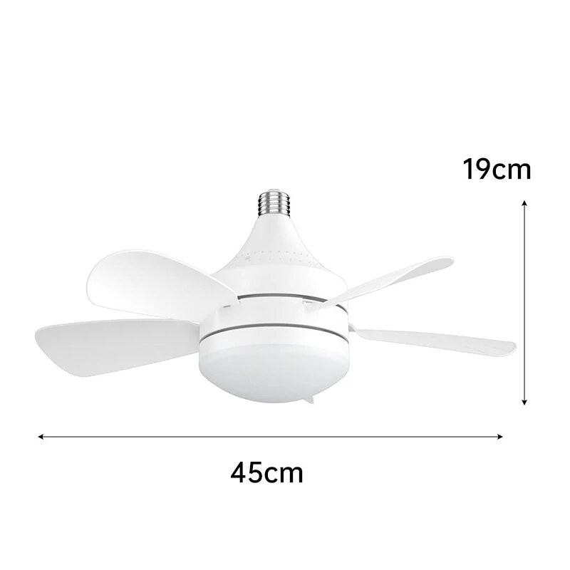 Elfeland 18 Inch E27 Screw Head Fan Light Remote Control Three Color Dimming Detachable Fan Leaf Household Silent Small Fan Light