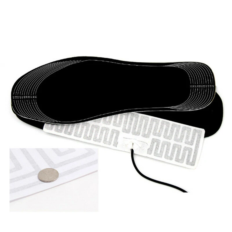 TENGOO 1Pair Electric Heated Insoles Croppable Thermal Comfortable USB Rechargeable Insoles for Winter Outdoor Skiing