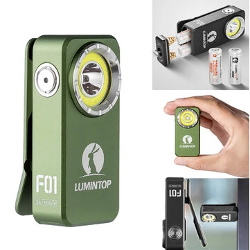 Lumintop F01 1200LM Mini Triple-Beam EDC Clip Flashlight Combo Spot+ Flood with Replaceable 2*10300 Battery IPX8 Waterproof USB-C Rechargeable Pocket Light for Camping Emergency Use