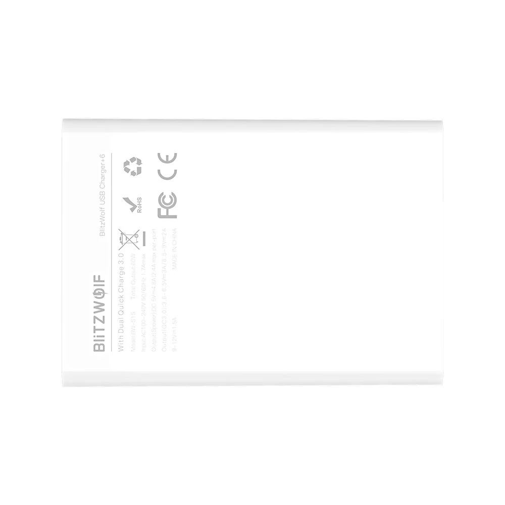 BlitzWolf® BW-S15 60W 6-Ports USB Charger Dual QC3.0 Desktop Charging Station Smart Charger EU Plug Adapter