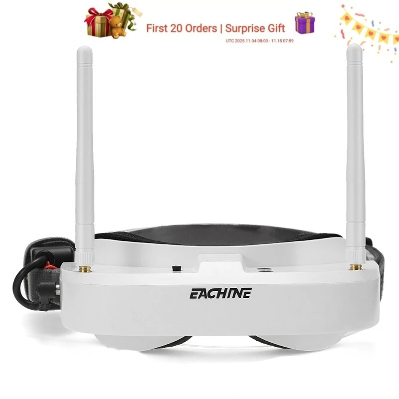 Eachine EV100 5.8G 72CH 720*540 FPV Goggles with Dual Antennas& Fan 18650 Battery Case For RC Drone