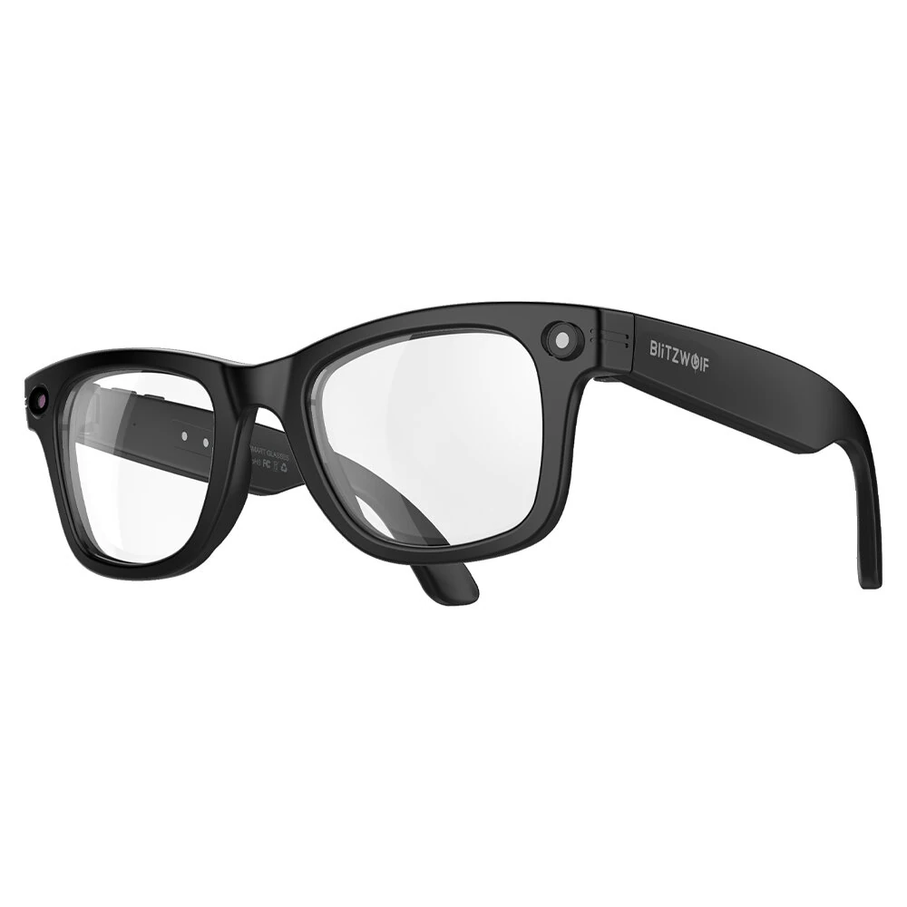 BlitzWolf BW-AG1 Pro AI Smart Glasses with HD Camera 8MP 32MP Interpolated WiFi bluetooth Call 3D Stereo Surround Sound Dual Noise Cancelling 35g IP65 Waterproof Smart Audio Glasses